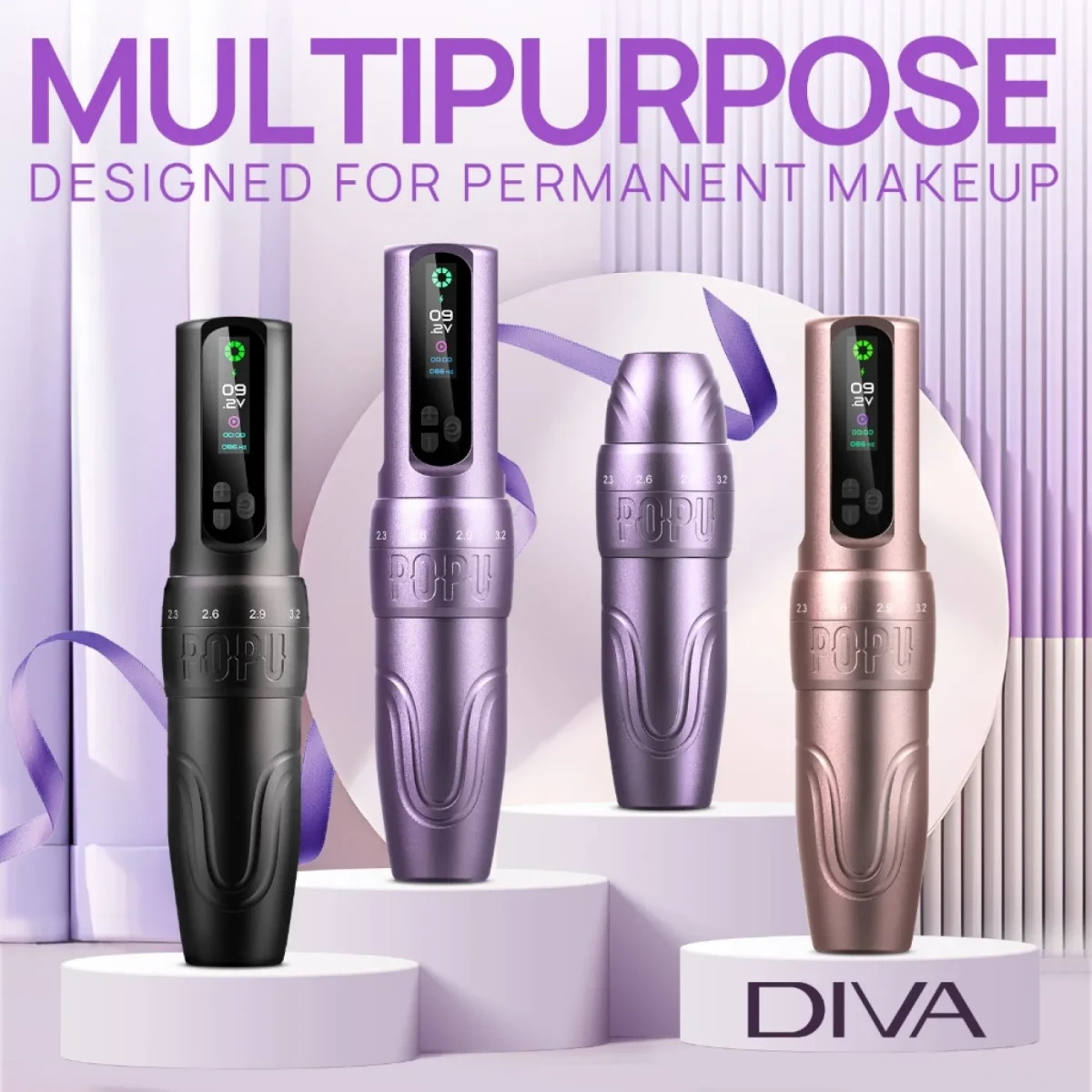 POPU DIVA 3 u 1 bežična mašinica za trajnu šminku GOLD – PMU & SMP Wireless Pen