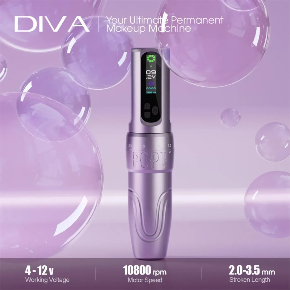 POPU DIVA 3 u 1 bežična mašinica za trajnu šminku GOLD – PMU & SMP Wireless Pen
